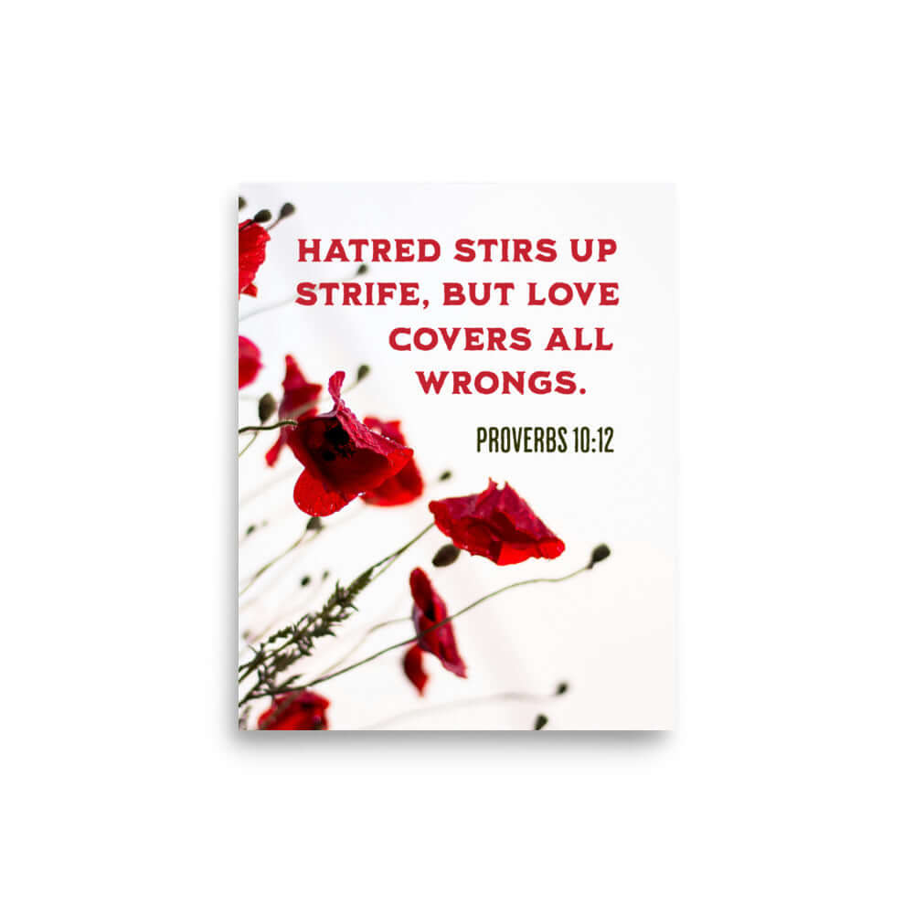 Proverbs 10:12 Bible Verse, Love Covers All Premium Luster Photo Paper Poster Wall Art