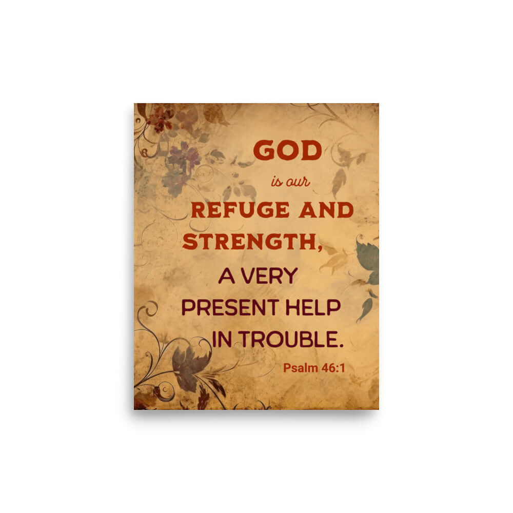 Psalm 46:1 Bible Verse, God is Our Refuge Premium Luster Photo Paper Poster Wall Art