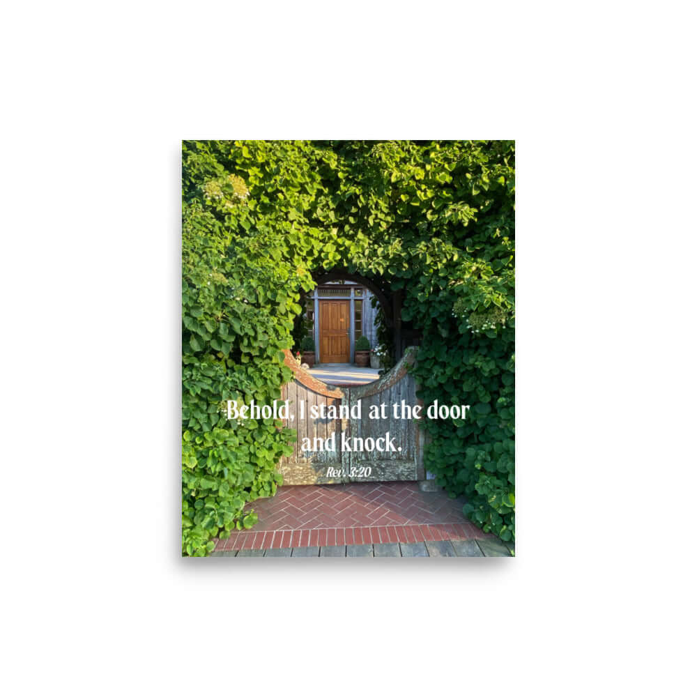 Revelation 3:20 Bible Verse, Garden Doorway Premium Luster Photo Paper Poster Wall Art
