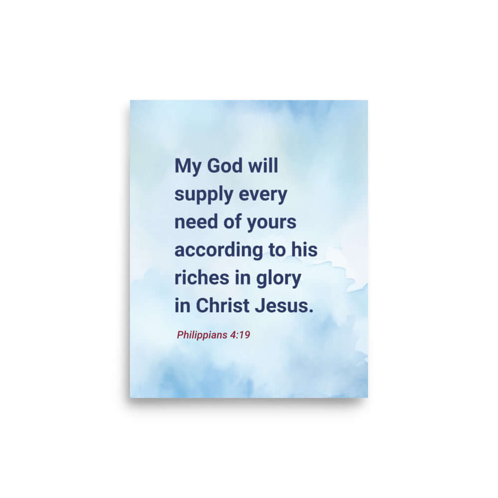 Philippians 4:19 Bible Verse, God will supply Premium Luster Photo Paper Poster Wall Art