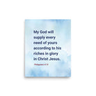 Philippians 4:19 Bible Verse, God will supply Premium Luster Photo Paper Poster Wall Art
