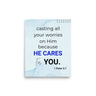 1 Peter 5:7 Bible Verse, casting all your worries on Him Premium Luster Photo Paper Poster Wall Art