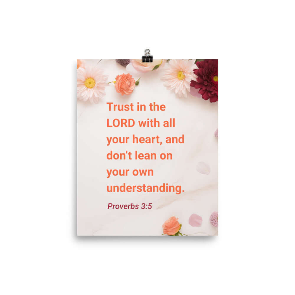 Proverbs 3:5 Bible Verse, Trust in the LORD Premium Luster Photo Paper Poster Wall Art 8″×10″