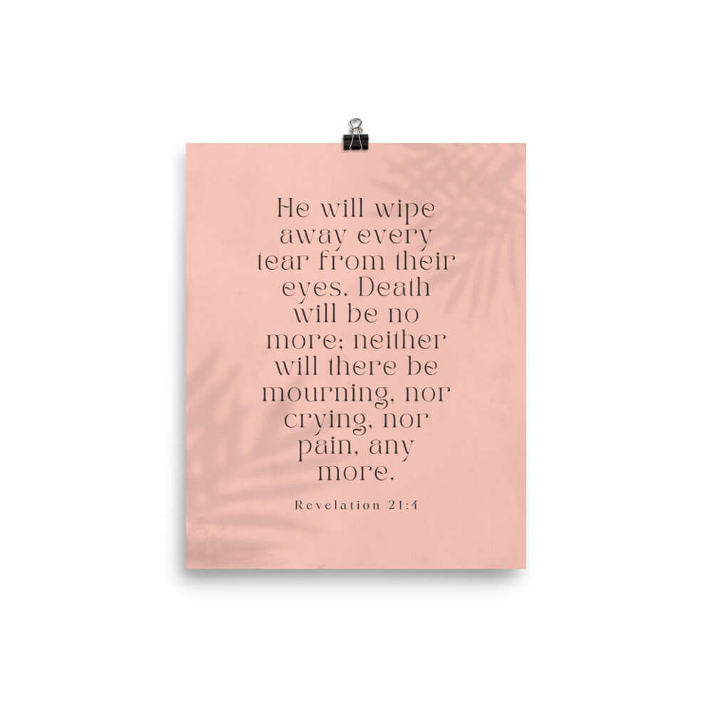 Revelation 21:4 Bible Verse, their eyes Premium Luster Photo Paper Poster Wall Art 8″×10″