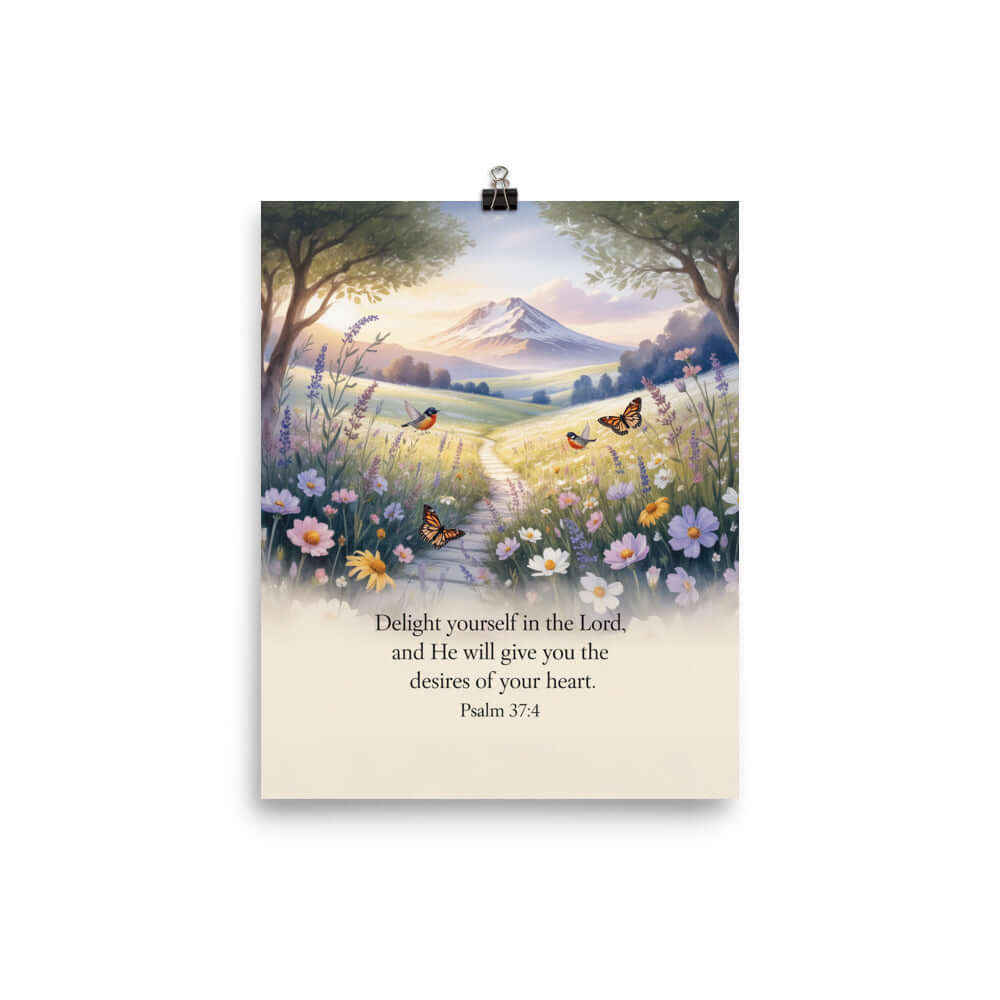 Psalm 37:4 Bible Verse, Delight Premium Luster Photo Paper Poster 8″×10″