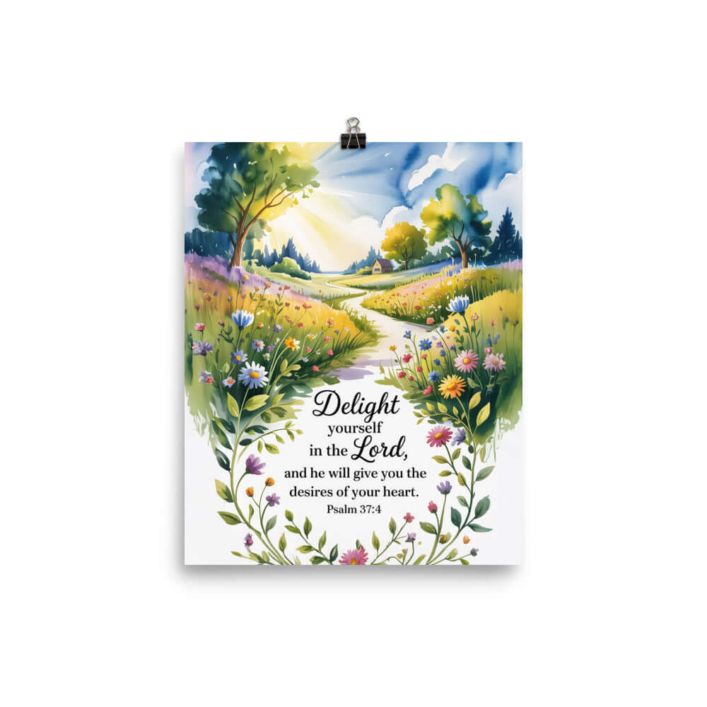 Psalm 37:4 Bible Verse, desires Premium Luster Photo Paper Poster 8″×10″