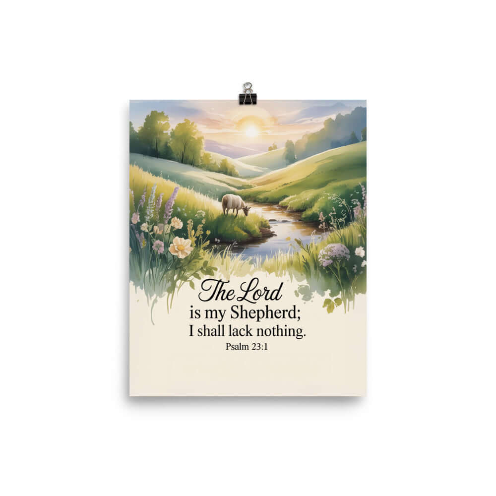 Psalm 23:1 Bible Verse, Lord Premium Luster Photo Paper Poster 8″×10″