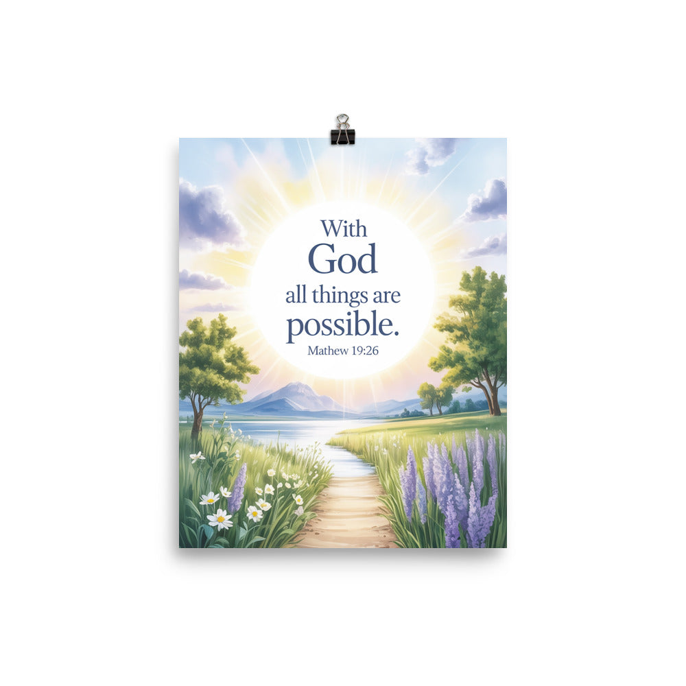 Matthew 19:26 Bible Verse Looking at Premium Luster Photo Paper Poster 8″×10″