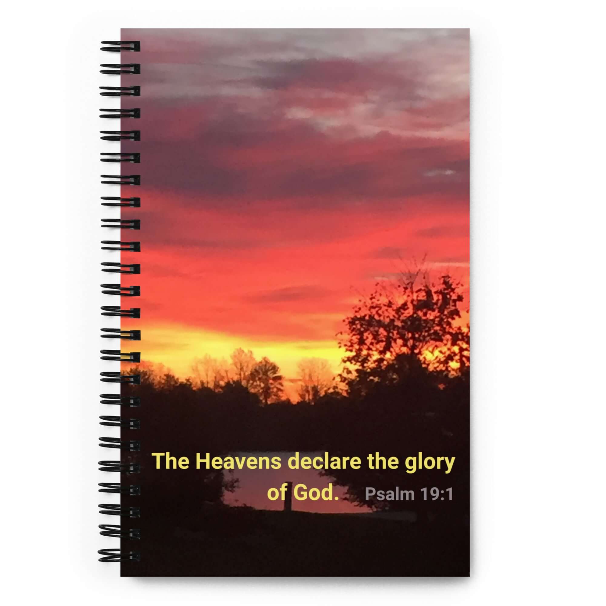 Psalm 19:1 Bible Verse, Sunset Glory Spiral Notebook Stationery Default Title