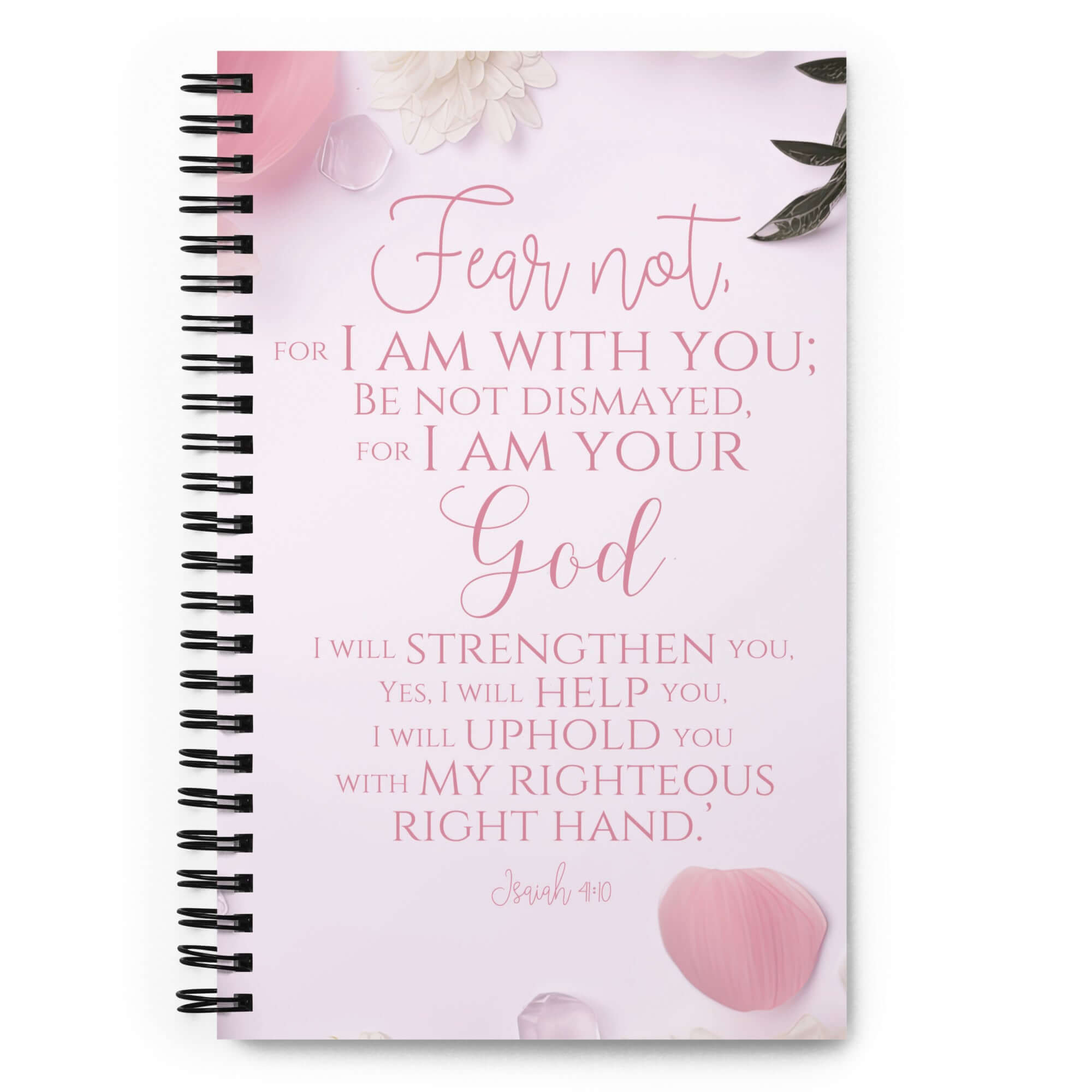 Isaiah 41:10 Bible Verse, God will strengthen you Spiral Notebook Stationery Default Title