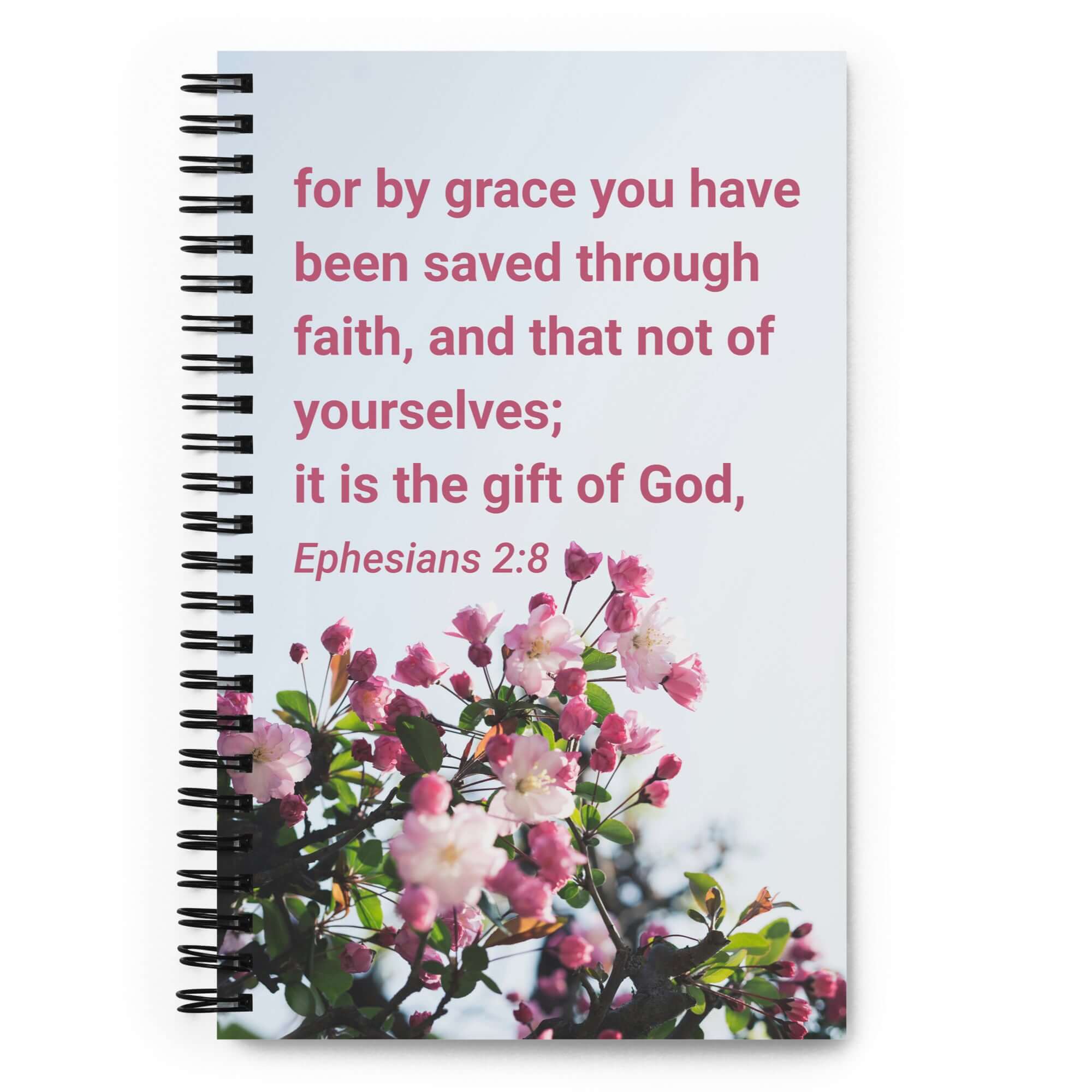 Ephesians 2:8 Bible Verse, saved through faith Spiral Notebook Stationery Default Title