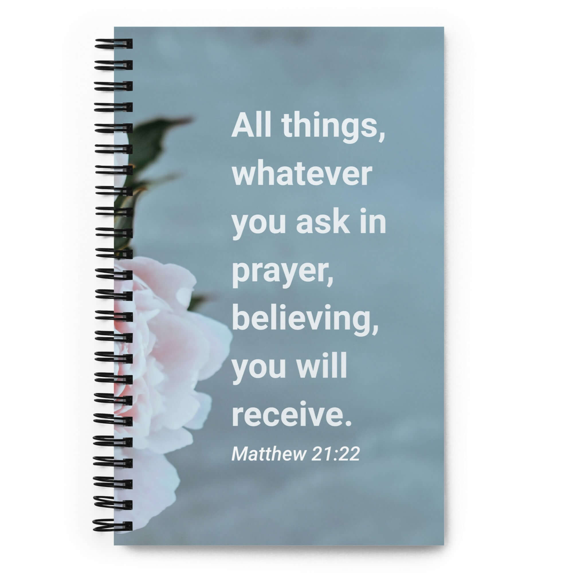 Matthew 21:22 Bible Verse, ask in prayer Spiral Notebook Stationery Default Title
