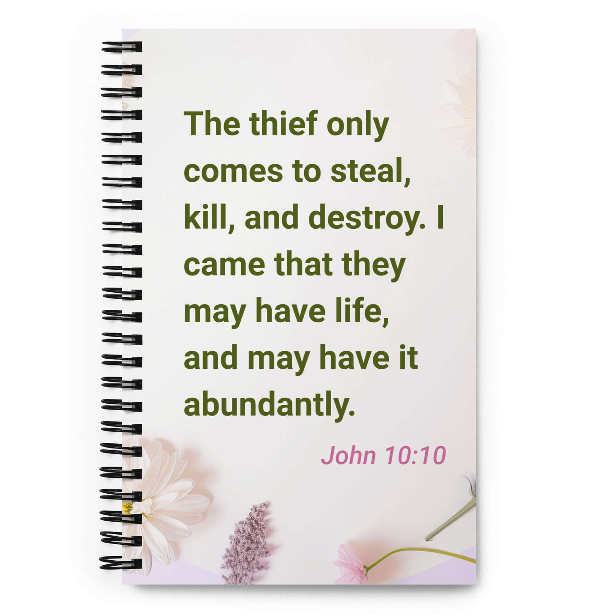 John 10:10 Bible Verse, Abundant Life Spiral Notebook Stationery Default Title