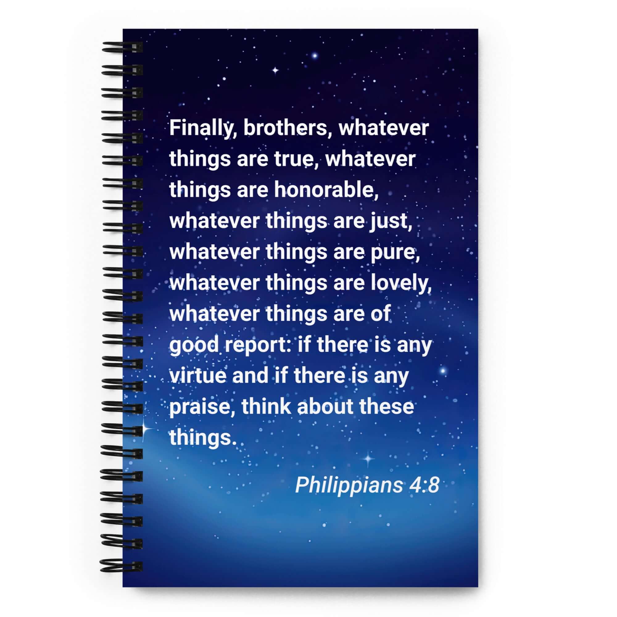 Philippians 4:8 Bible Verse, Think these things Spiral Notebook Stationery Default Title