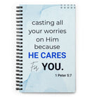 1 Peter 5:7 Bible Verse, casting all your worries on Him Spiral Notebook Stationery Default Title