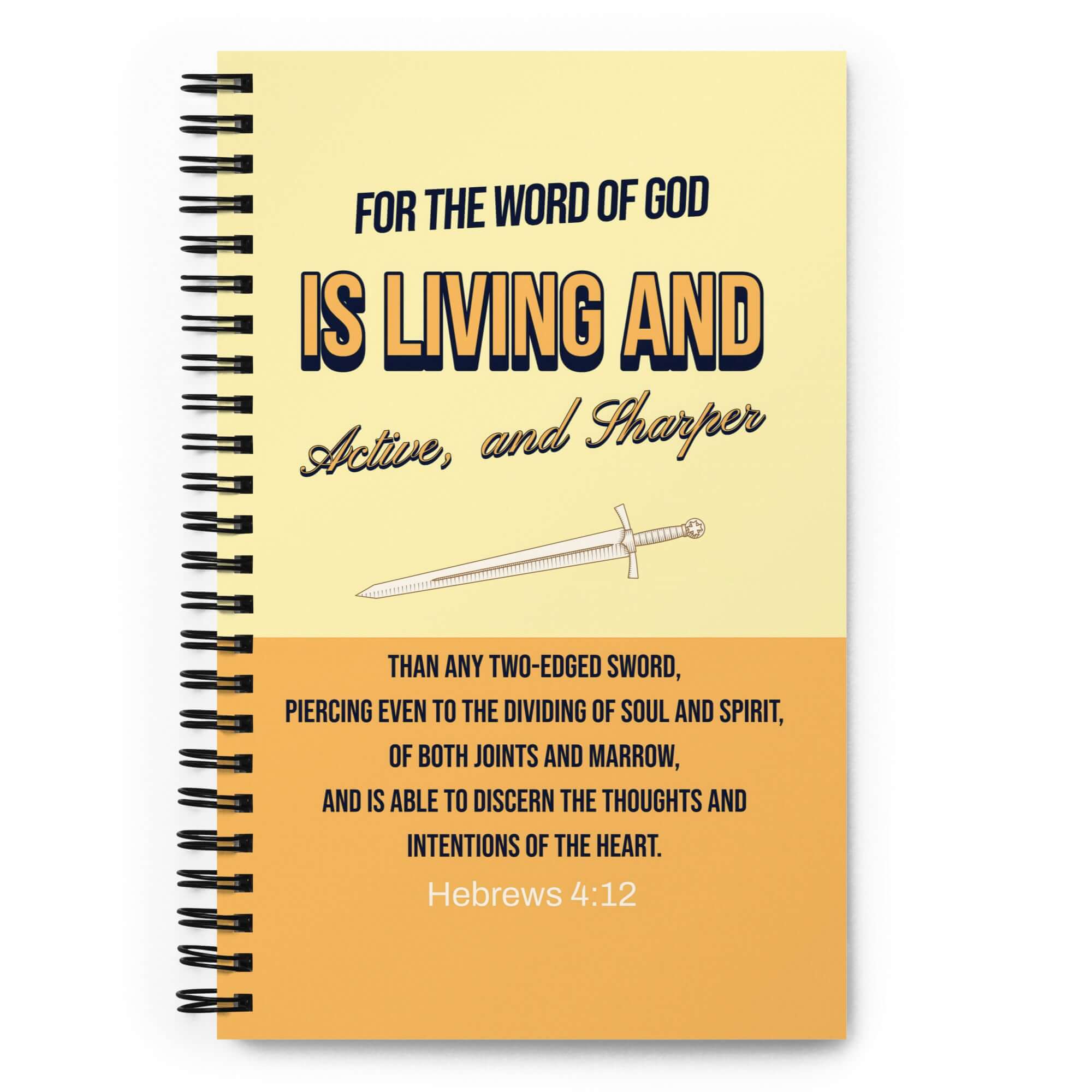 Hebrews 4:12 Bible Verse, living and active Spiral Notebook Stationery Default Title