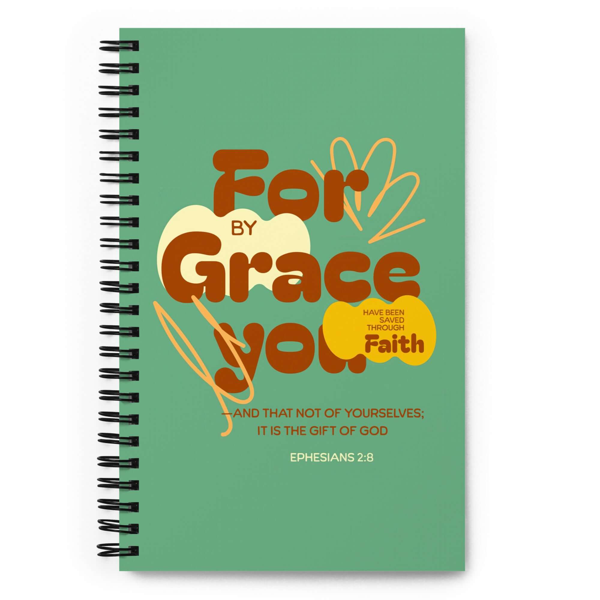 Ephesians 2:8 Bible Verse, for by grace Spiral Notebook Stationery Default Title