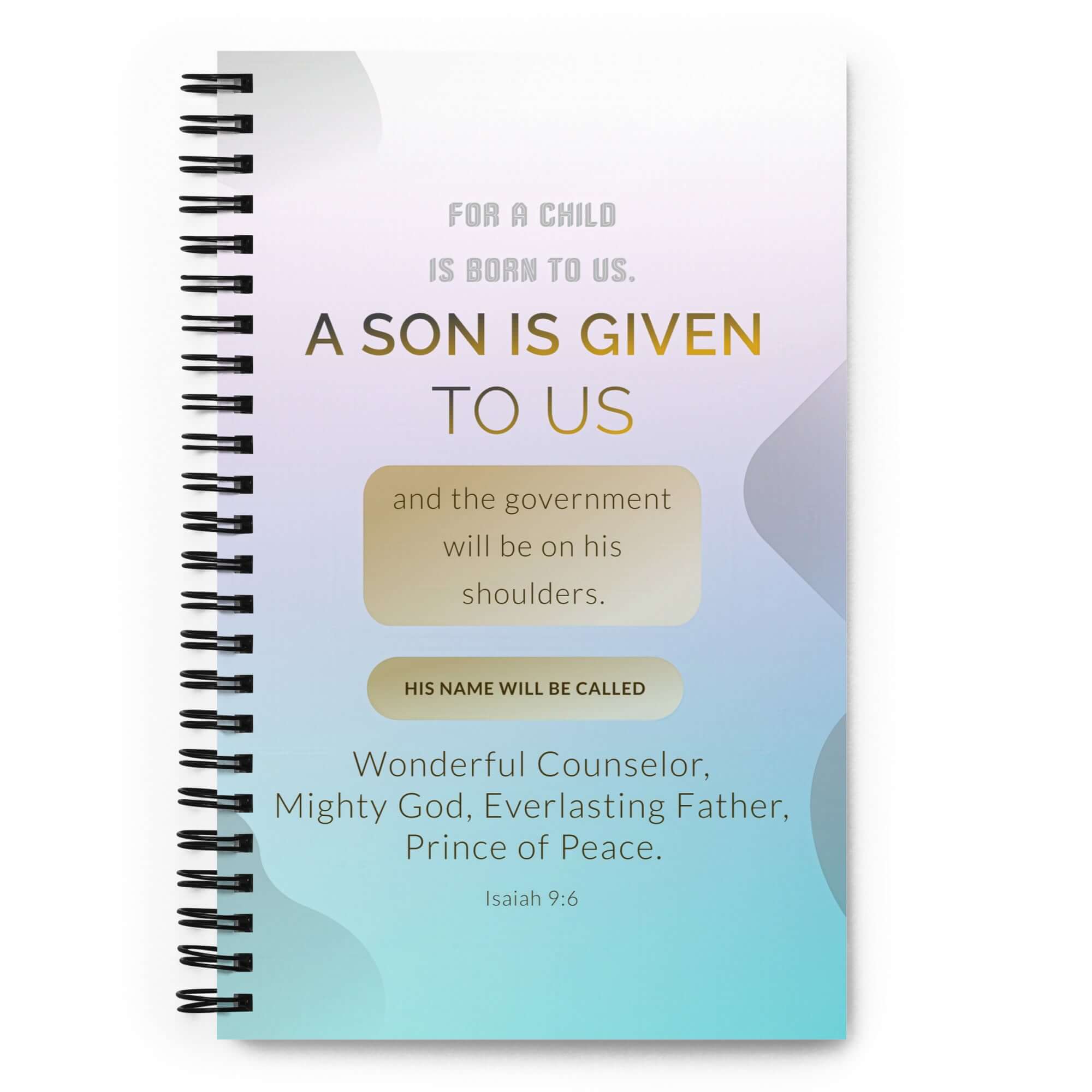 Isaiah 9:6 Bible Verse, Wonderful Counselor Spiral Notebook Stationery Default Title