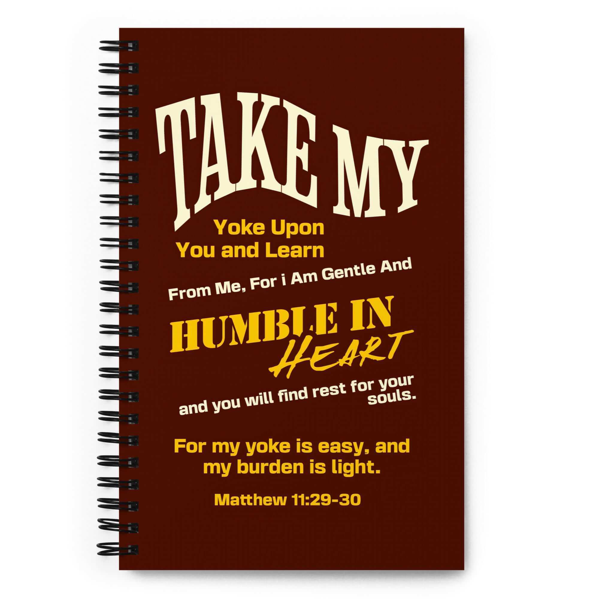 Matthew 11:29-30 Bible Verse, learn from me Spiral Notebook Stationery Default Title