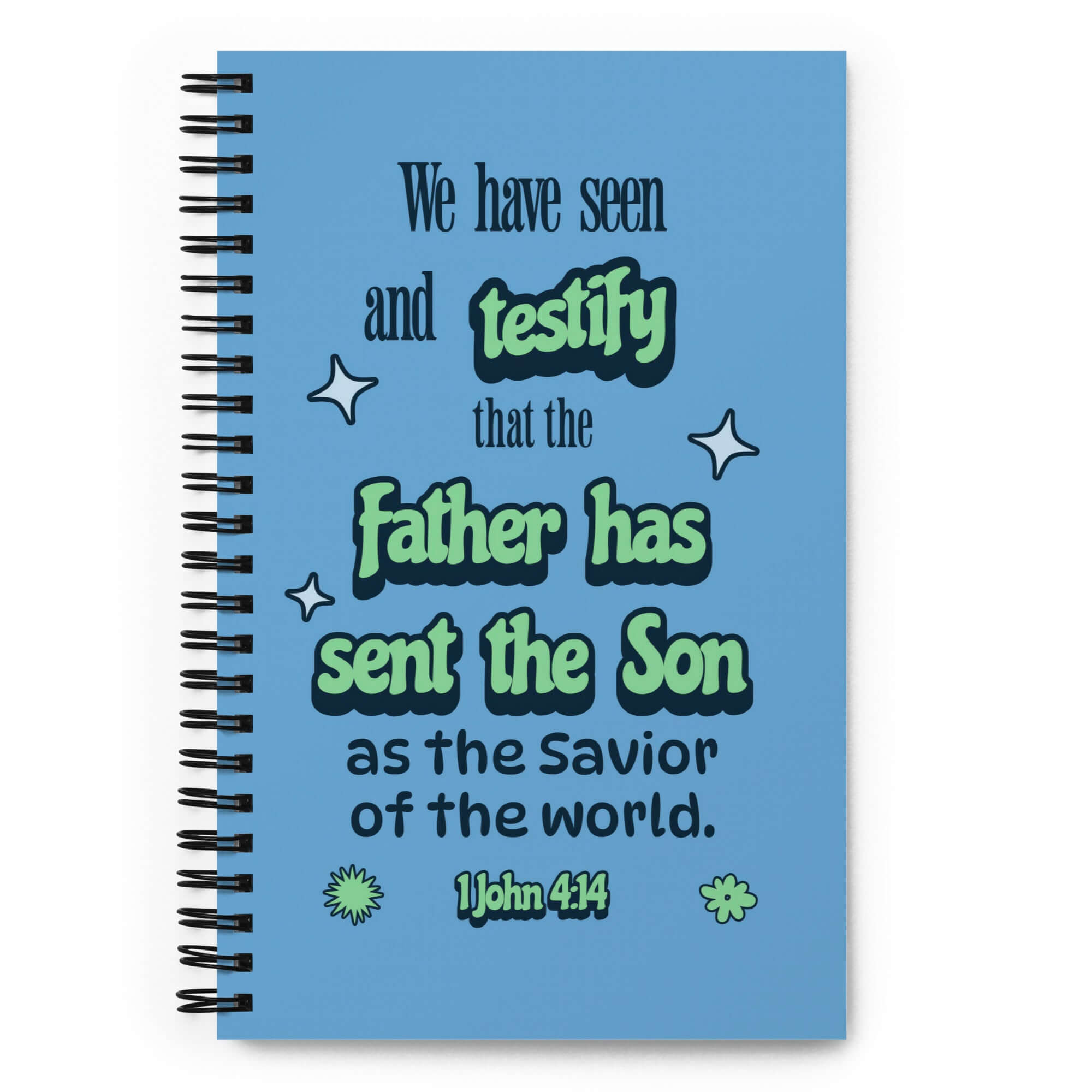 1 John 4:14 Bible Verse, sent the Son Spiral Notebook Stationery Default Title