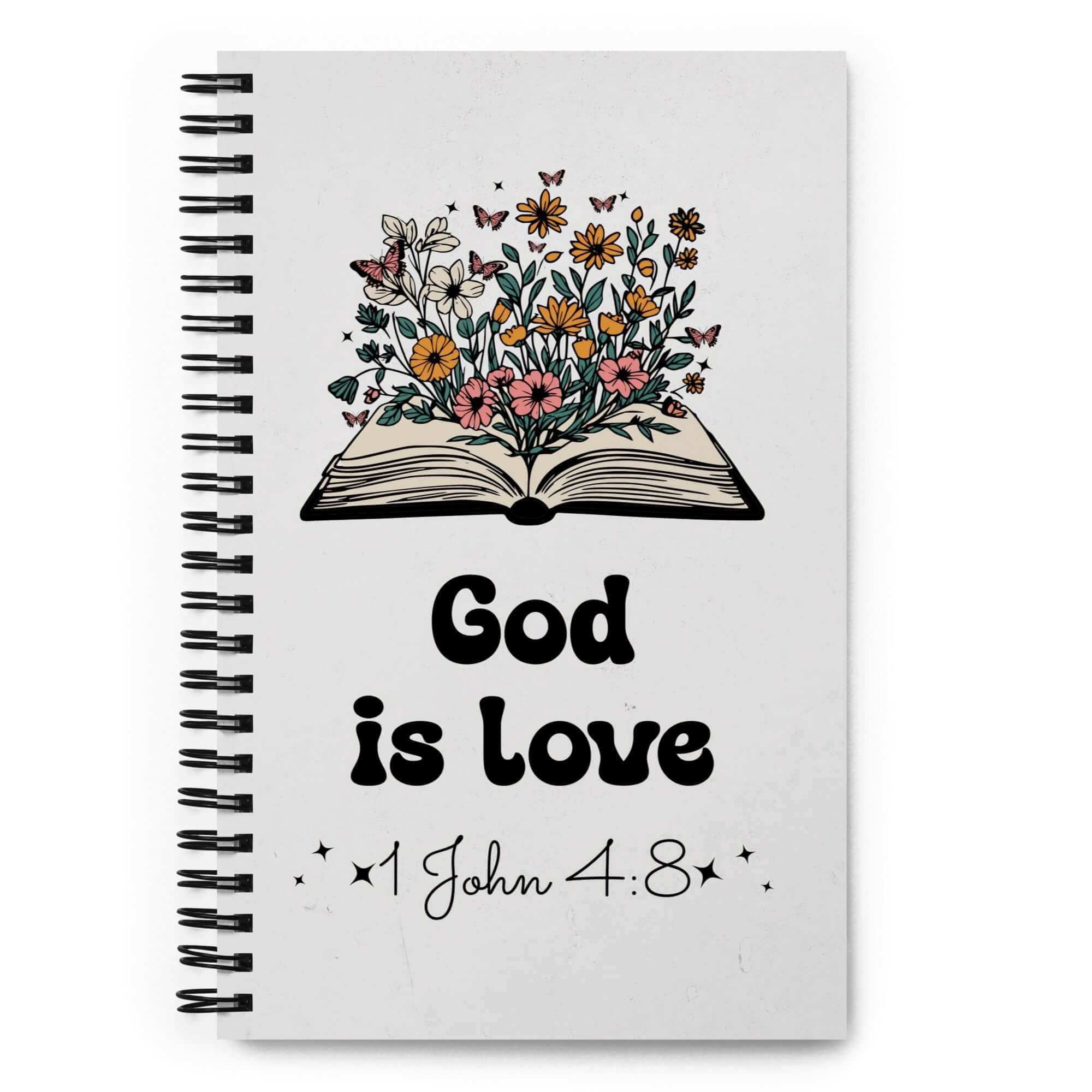 1 John 4:8 Bible Verse, God is Love Spiral Notebook Stationery Default Title