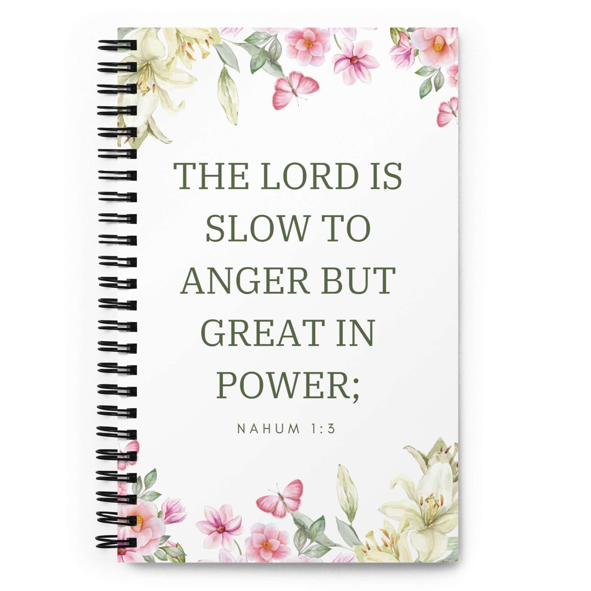 Nahum 1:3 Bible Verse, slow to anger Spiral Notebook Stationery Default Title