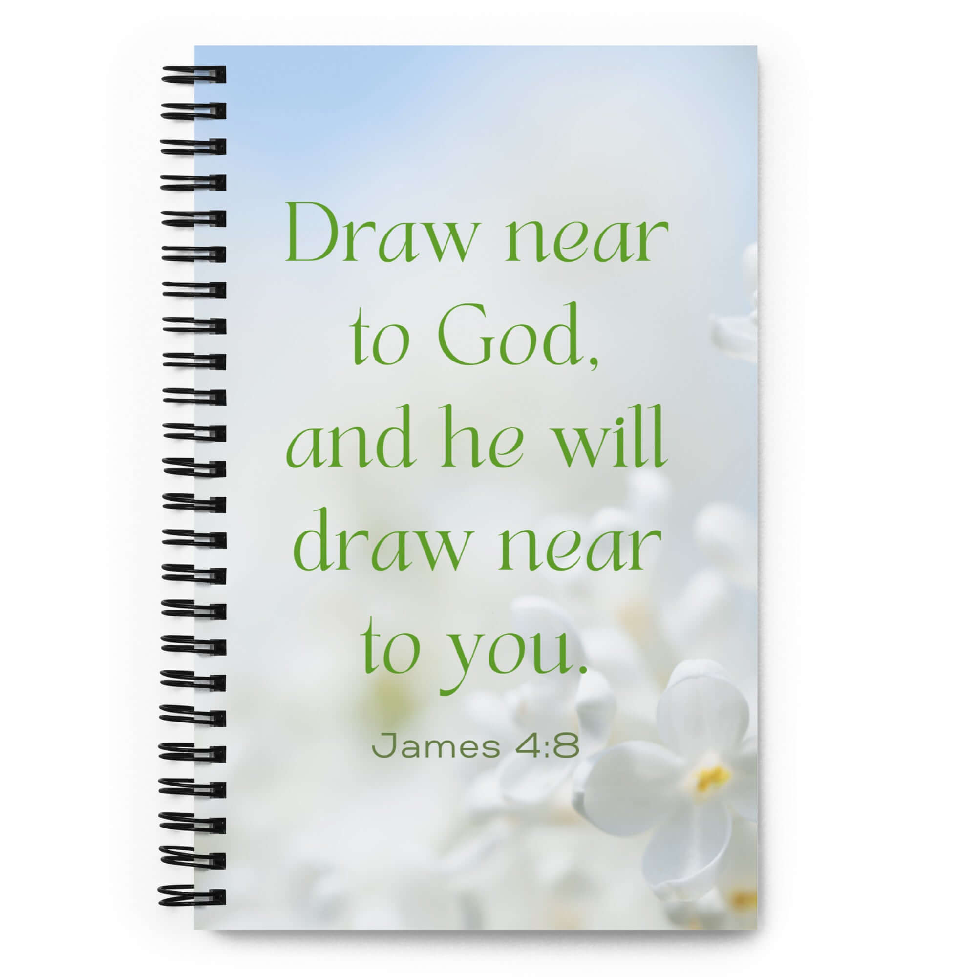 James 4:8 Bible Verse, Draw near Spiral Notebook Stationery Default Title