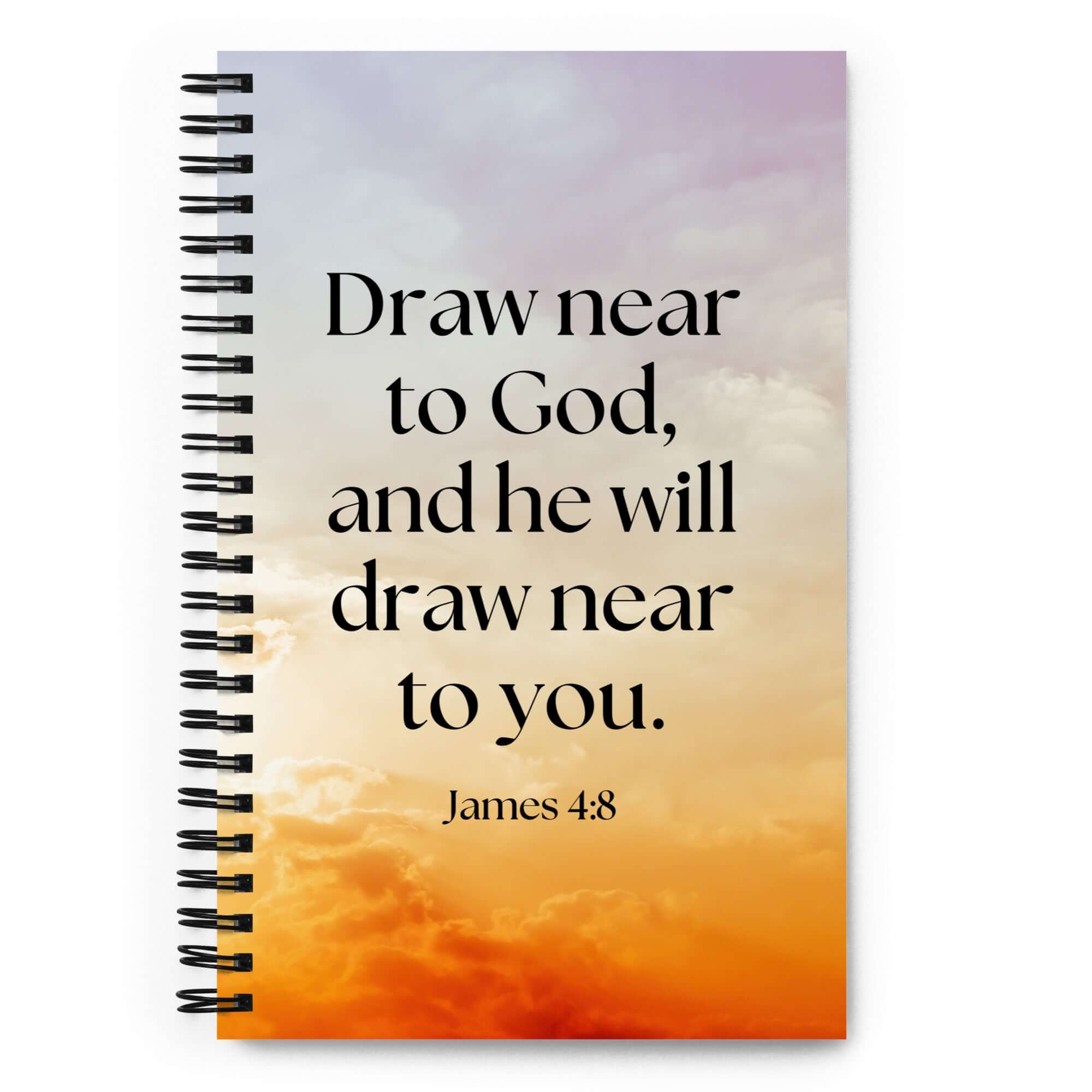 James 4:8 Bible Verse, he will draw Spiral Notebook Stationery Default Title