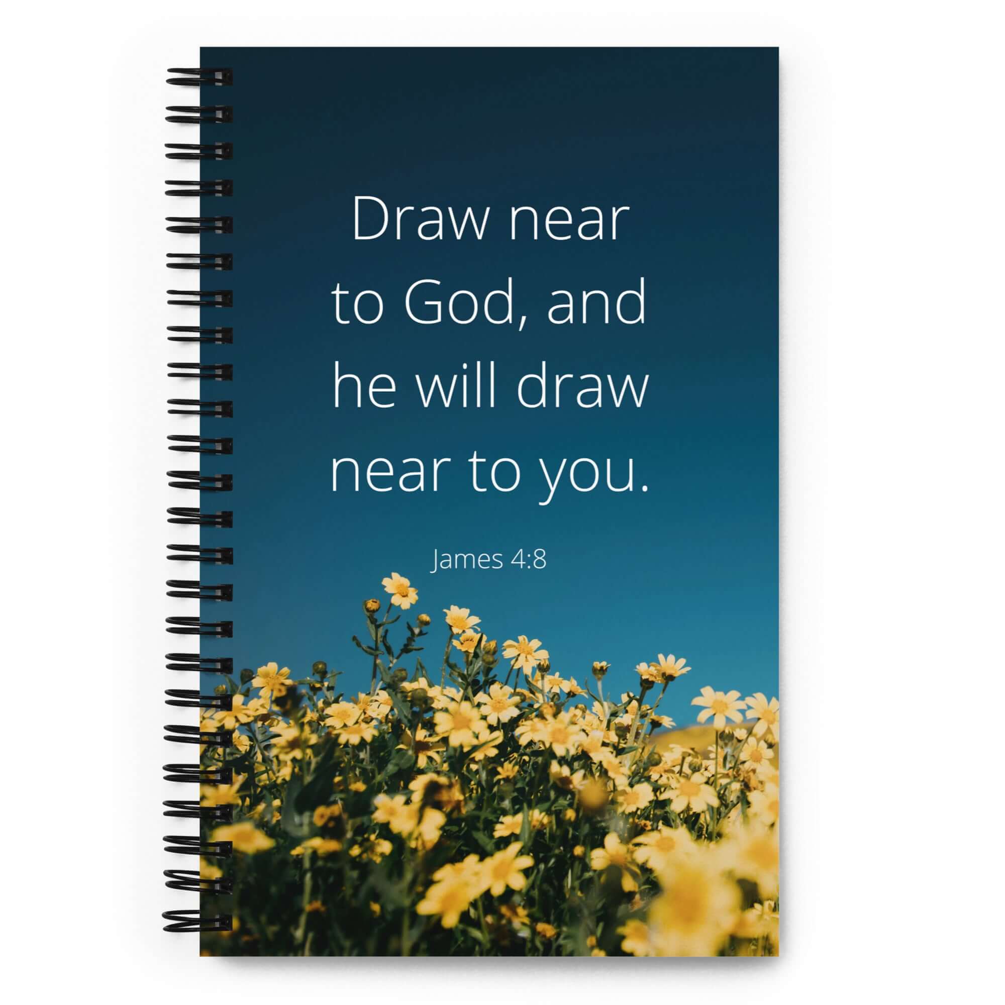 James 4:8 Bible Verse, near to you Spiral Notebook Stationery Default Title