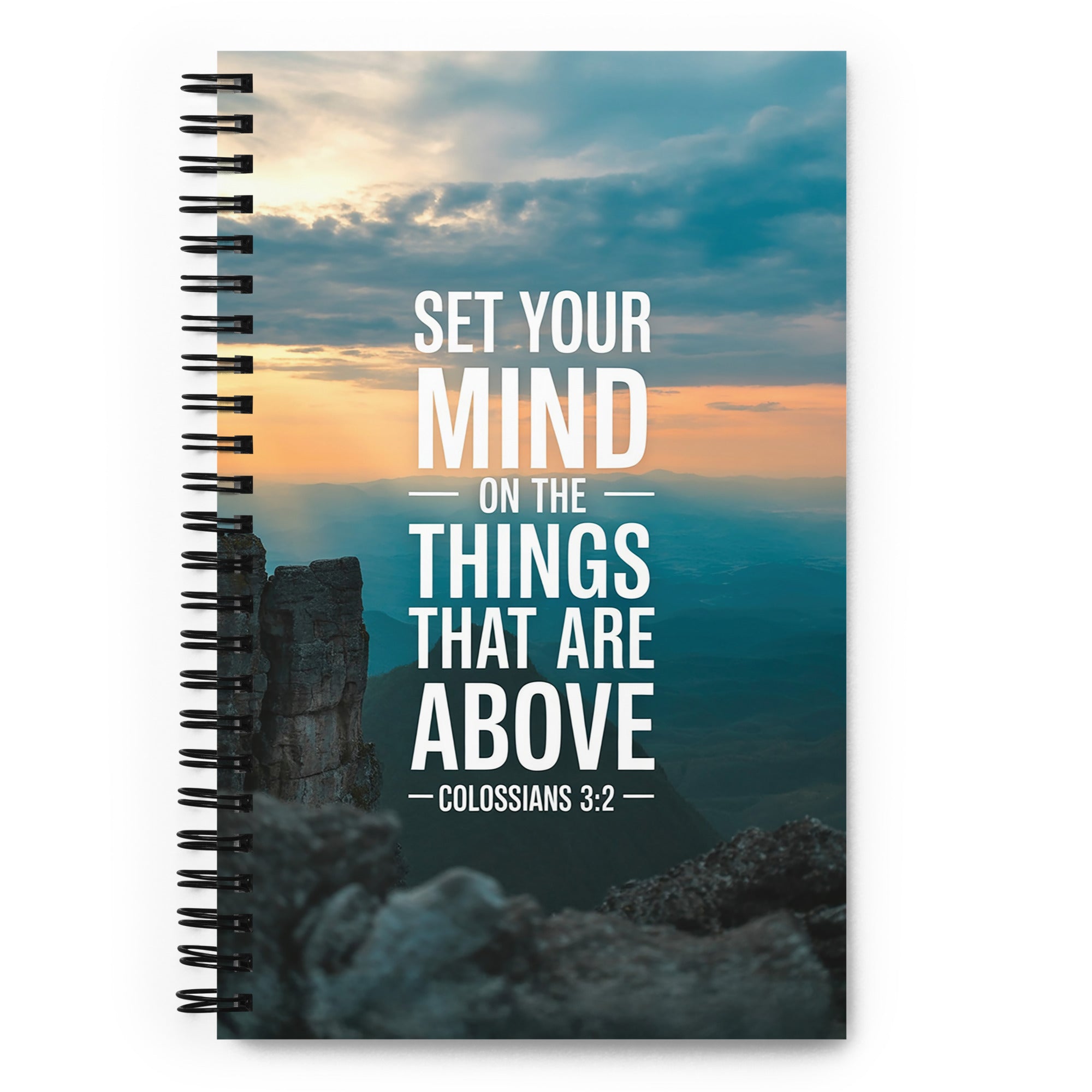 Colossians 3:2 Bible Verse on the Spiral Notebook Default Title