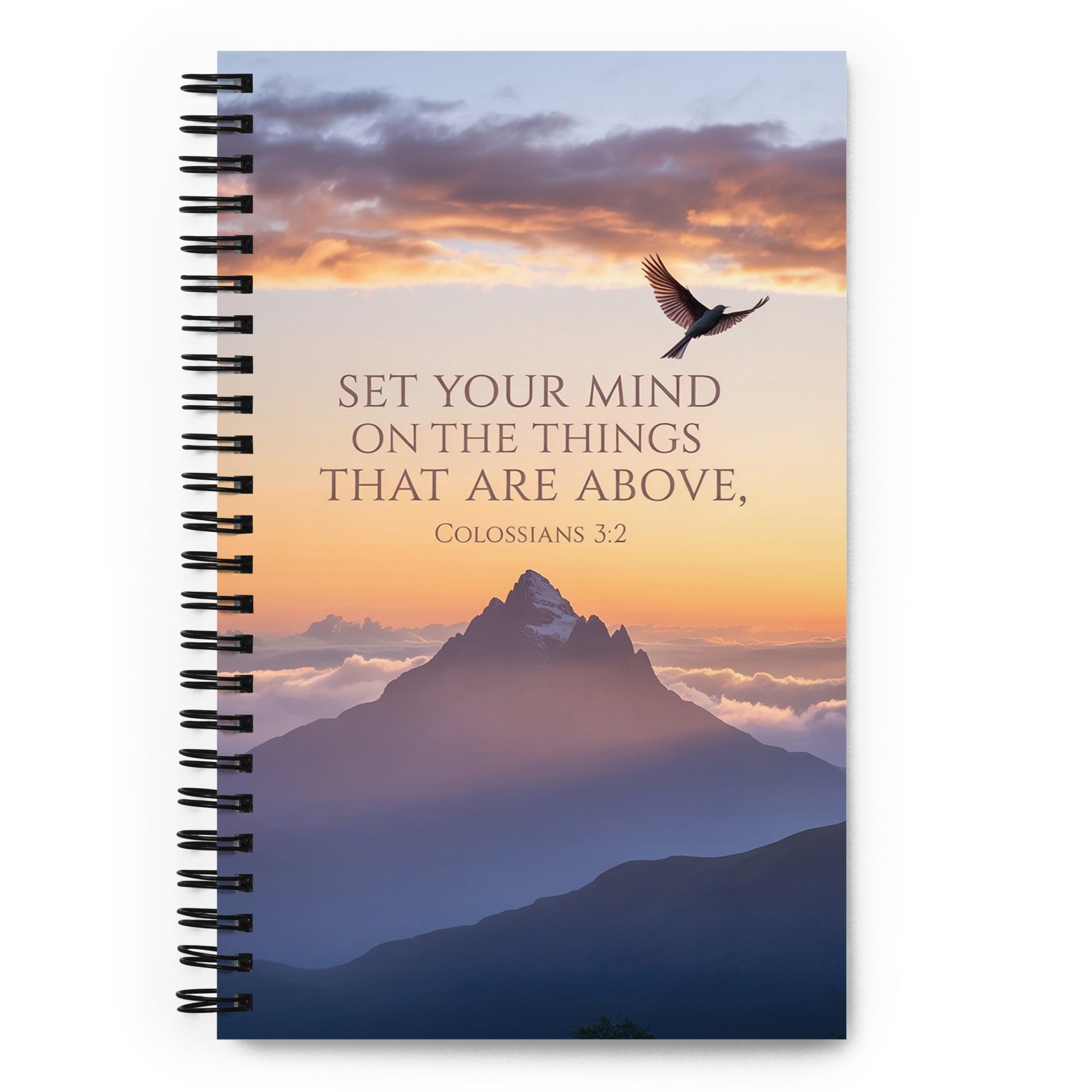 Colossians 3:2 Bible Verse are above Spiral Notebook Default Title