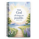 Matthew 19:26 Bible Verse Looking at Spiral Notebook Default Title