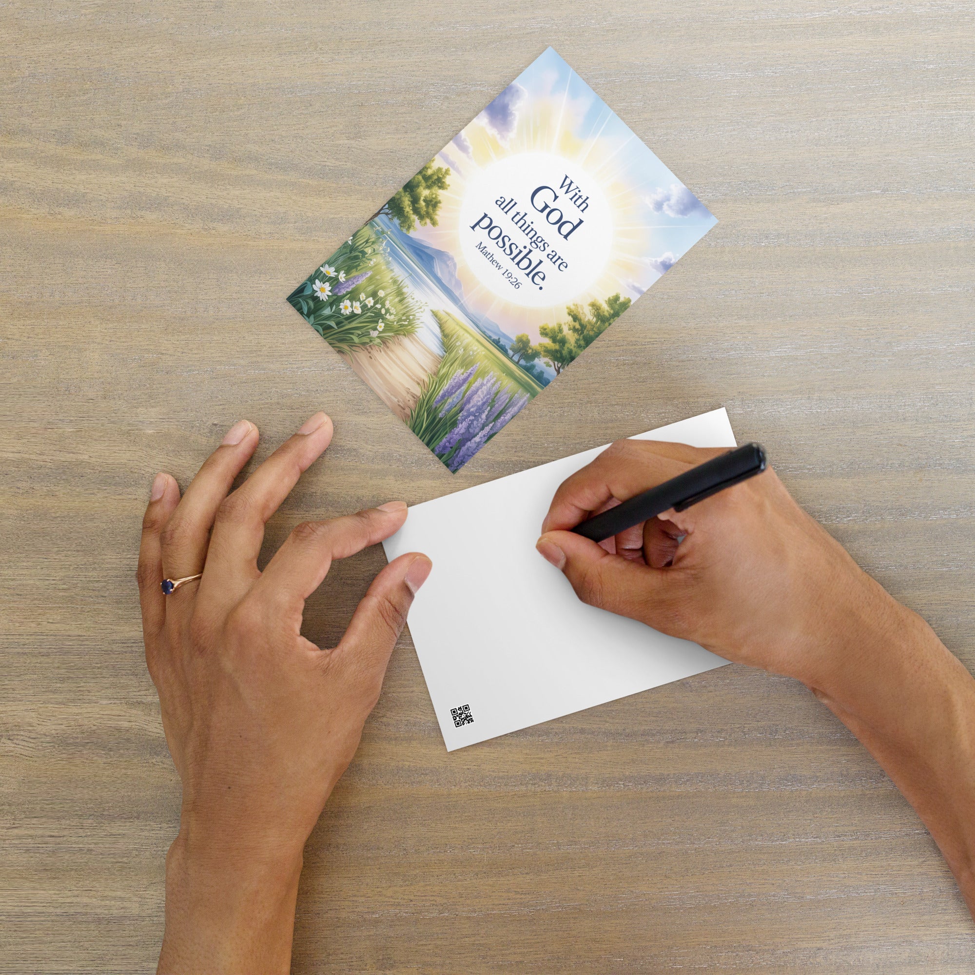 Matthew 19:26 Bible Verse Looking at Standard Postcard Default Title