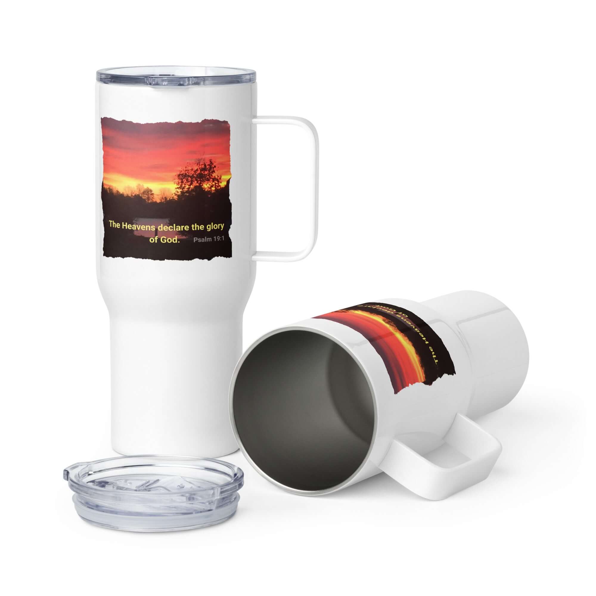 Psalm 19:1 Bible Verse, Sunset Glory Travel Mug with a Handle Default Title