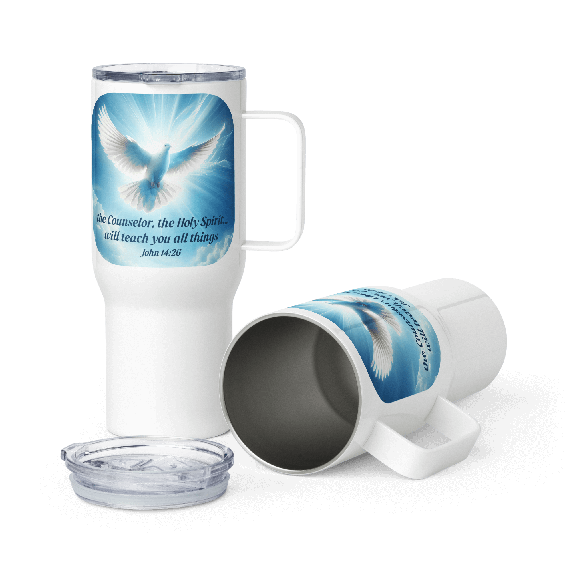 John 14:26 Bible Verse, Holy Spirit Dove Travel Mug with a Handle Default Title
