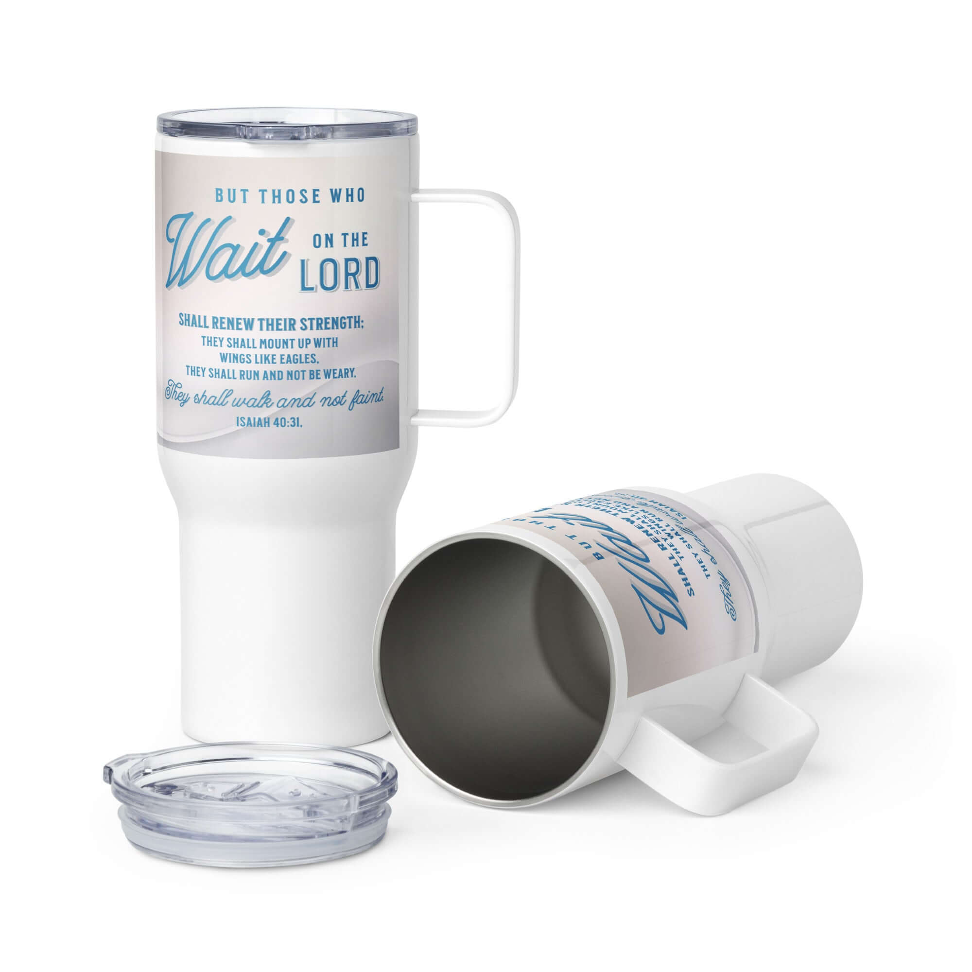 Isaiah 40:31 Bible Verse, Wings like Eagles Travel Mug with a Handle Default Title