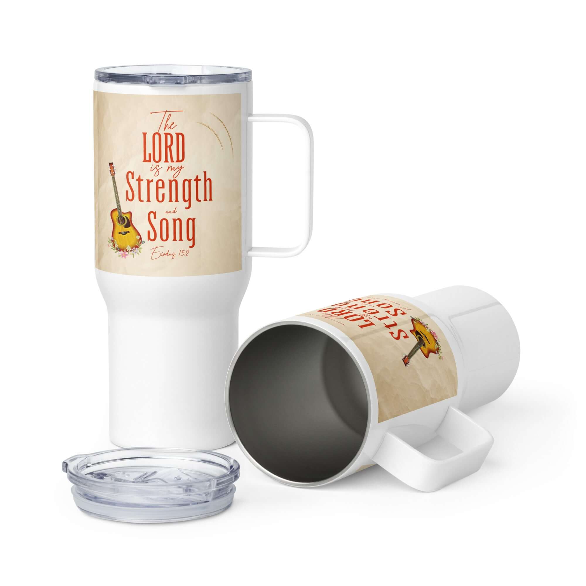 Exodus 15:2 Bible Verse, The LORD is my strength Travel Mug with a Handle Default Title
