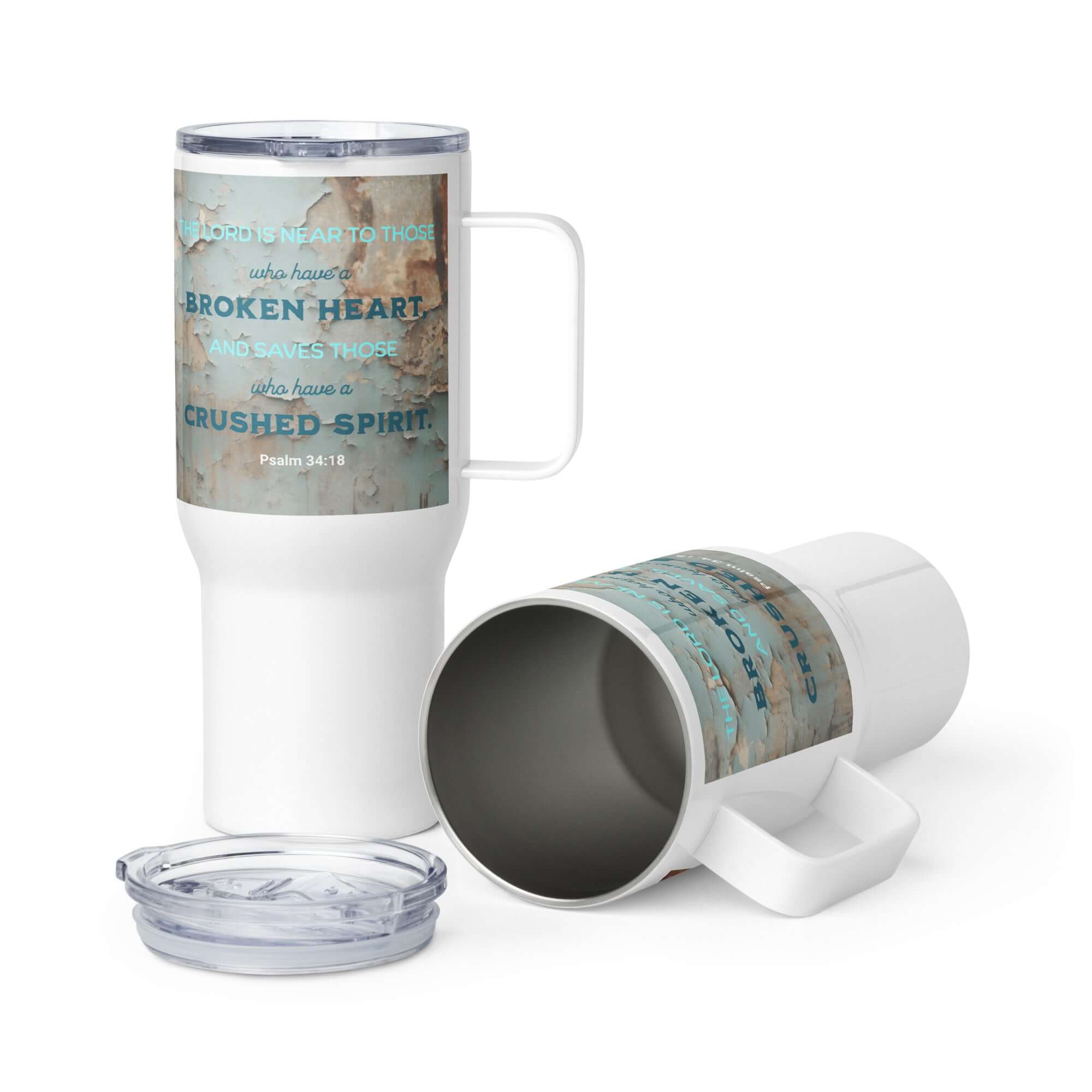 Psalm 34:18 Bible Verse, The LORD is Near Travel Mug with a Handle Default Title