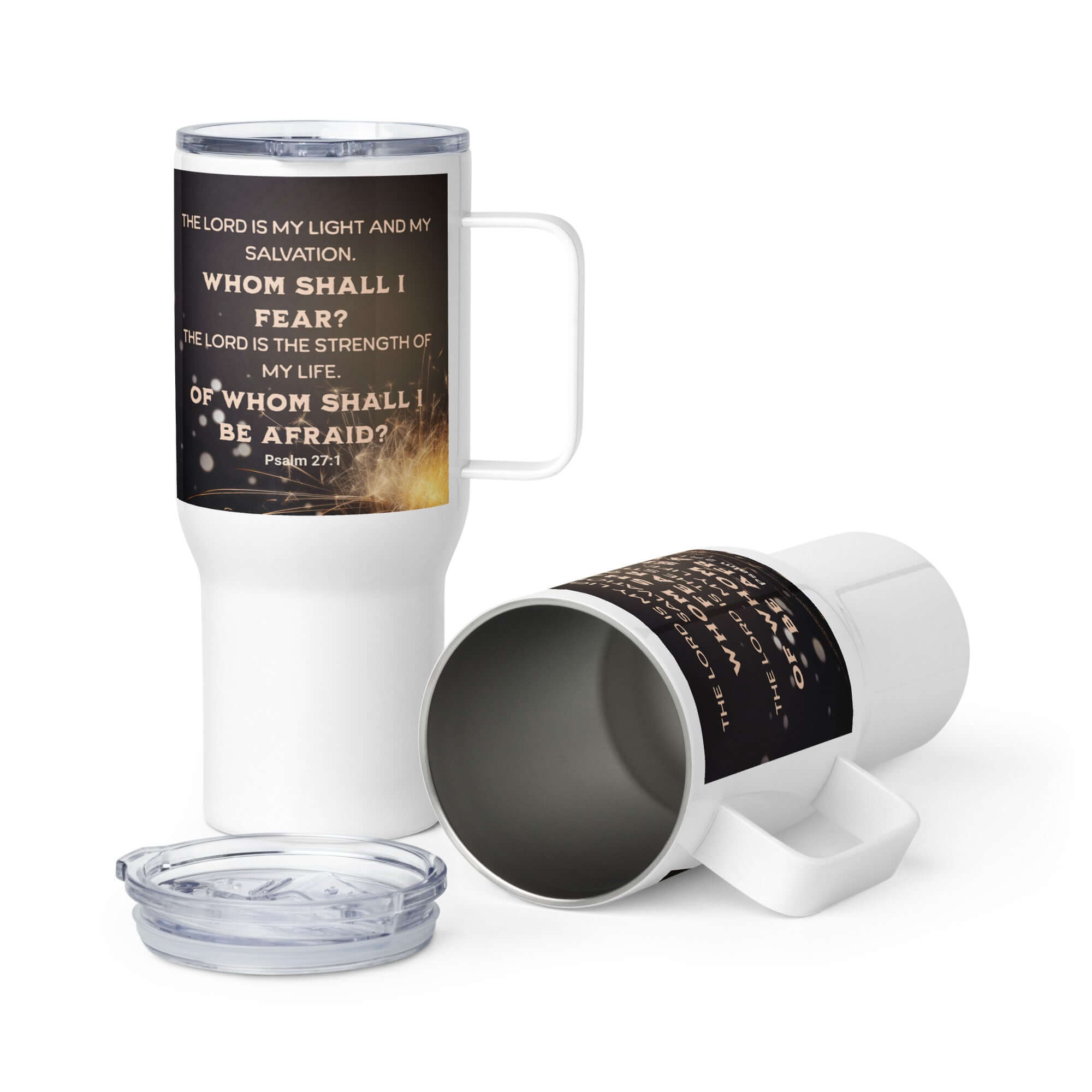 Psalm 27:1 Bible Verse, The LORD is My Light Travel Mug with a Handle Default Title