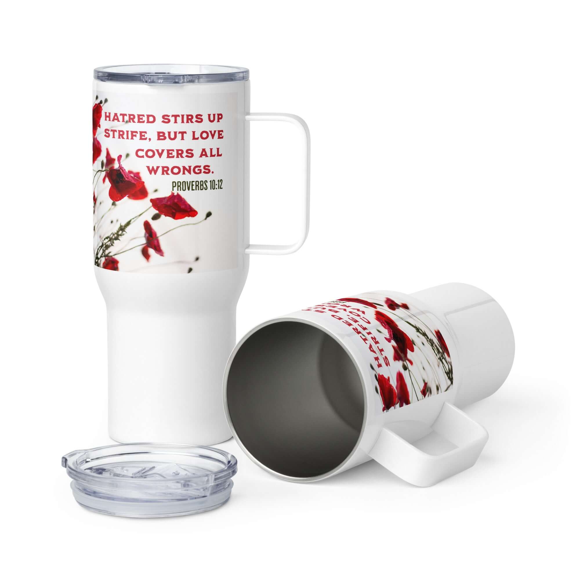 Proverbs 10:12 Bible Verse, Love Covers All Travel Mug with a Handle Default Title