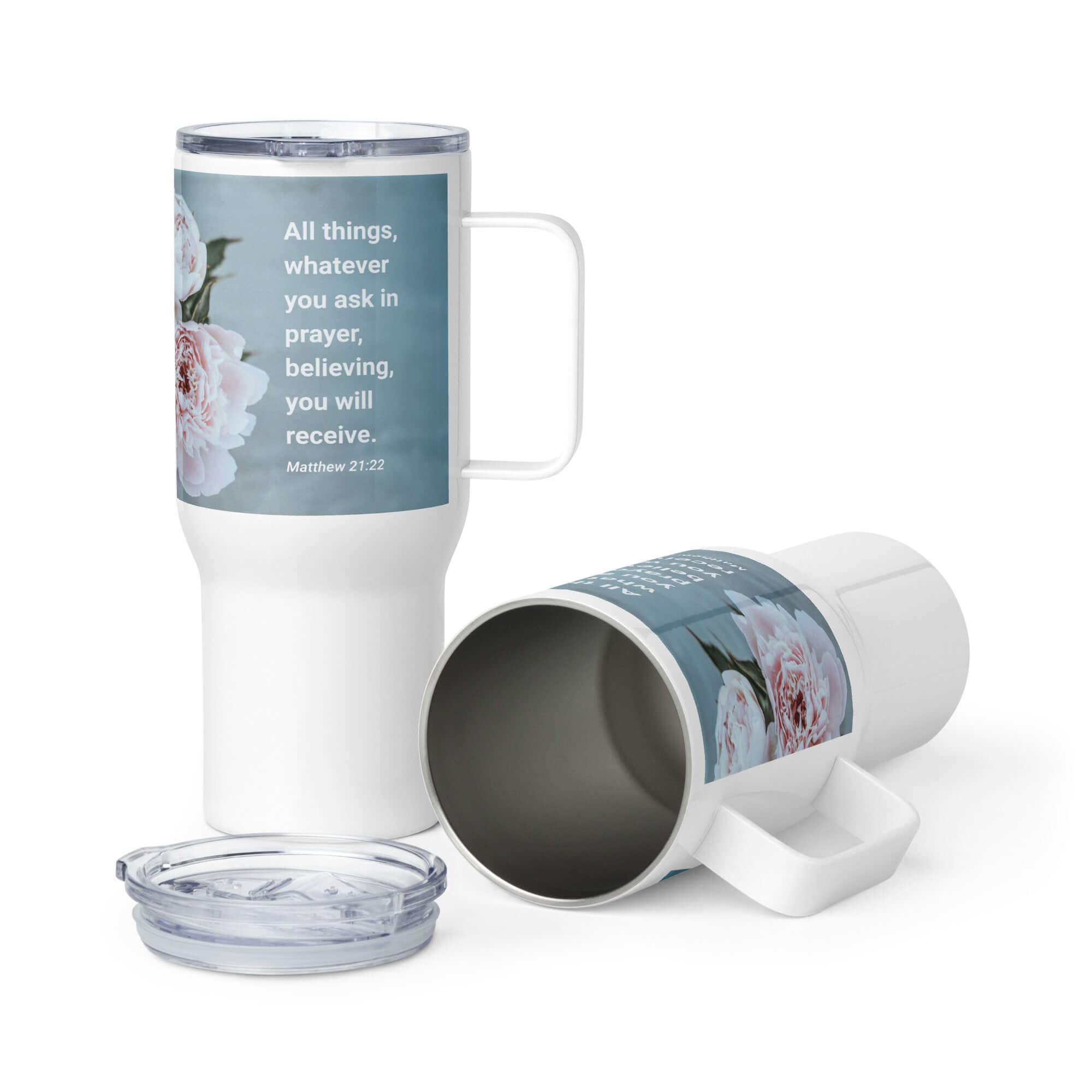 Matthew 21:22 Bible Verse, ask in prayer Travel Mug with a Handle Default Title