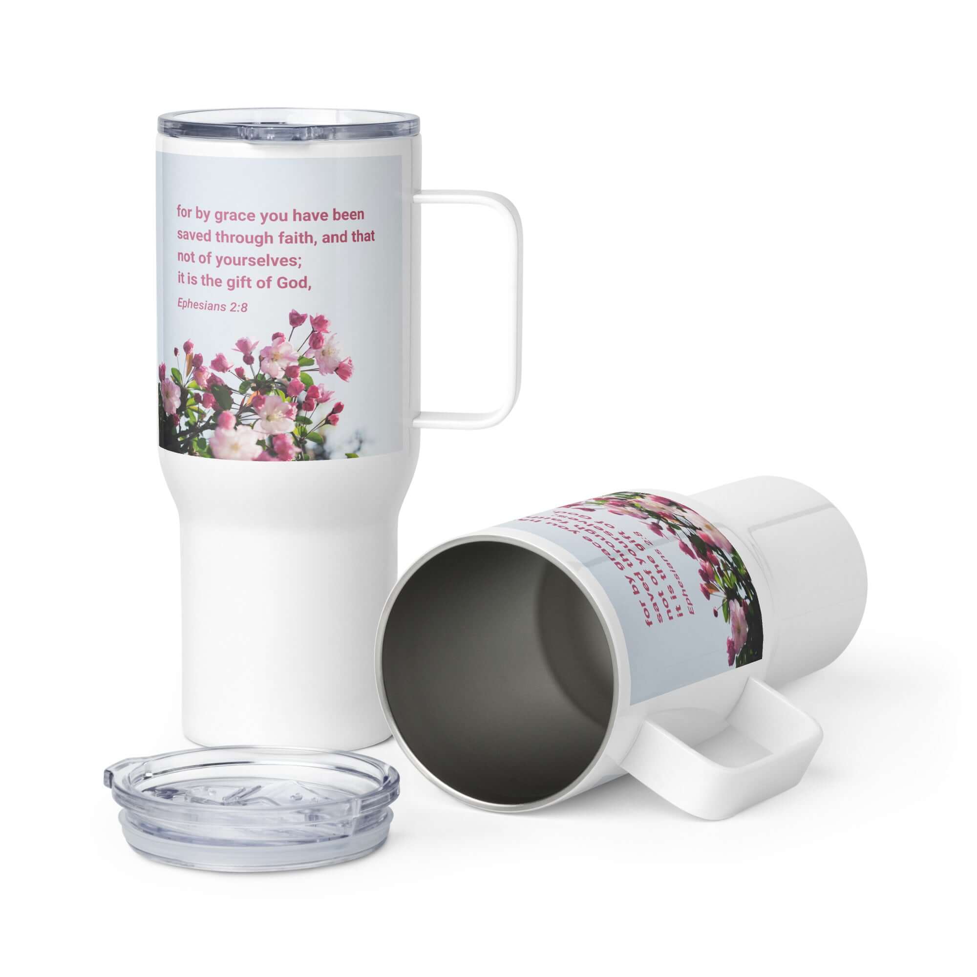 Ephesians 2:8 Bible Verse, saved through faith Travel Mug with a Handle Default Title