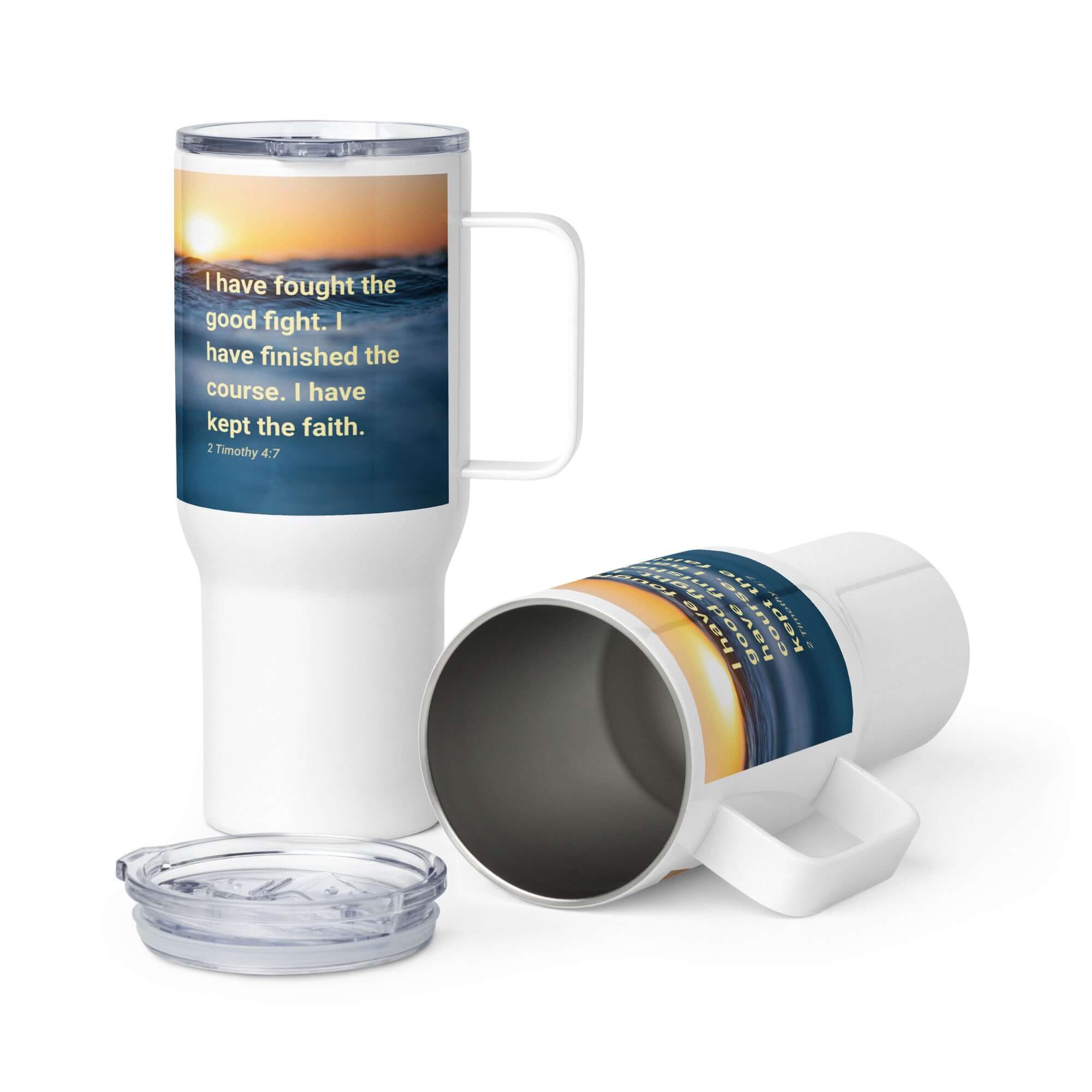 2 Timothy 4:7 Bible Verse, kept the faith Travel Mug with a Handle Default Title