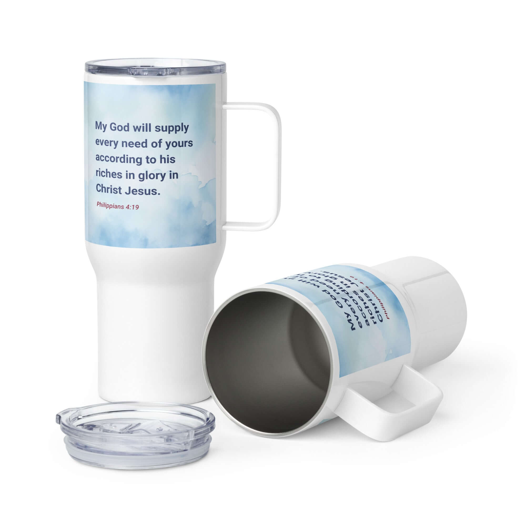 Philippians 4:19 Bible Verse, God will supply Travel Mug with a Handle Default Title