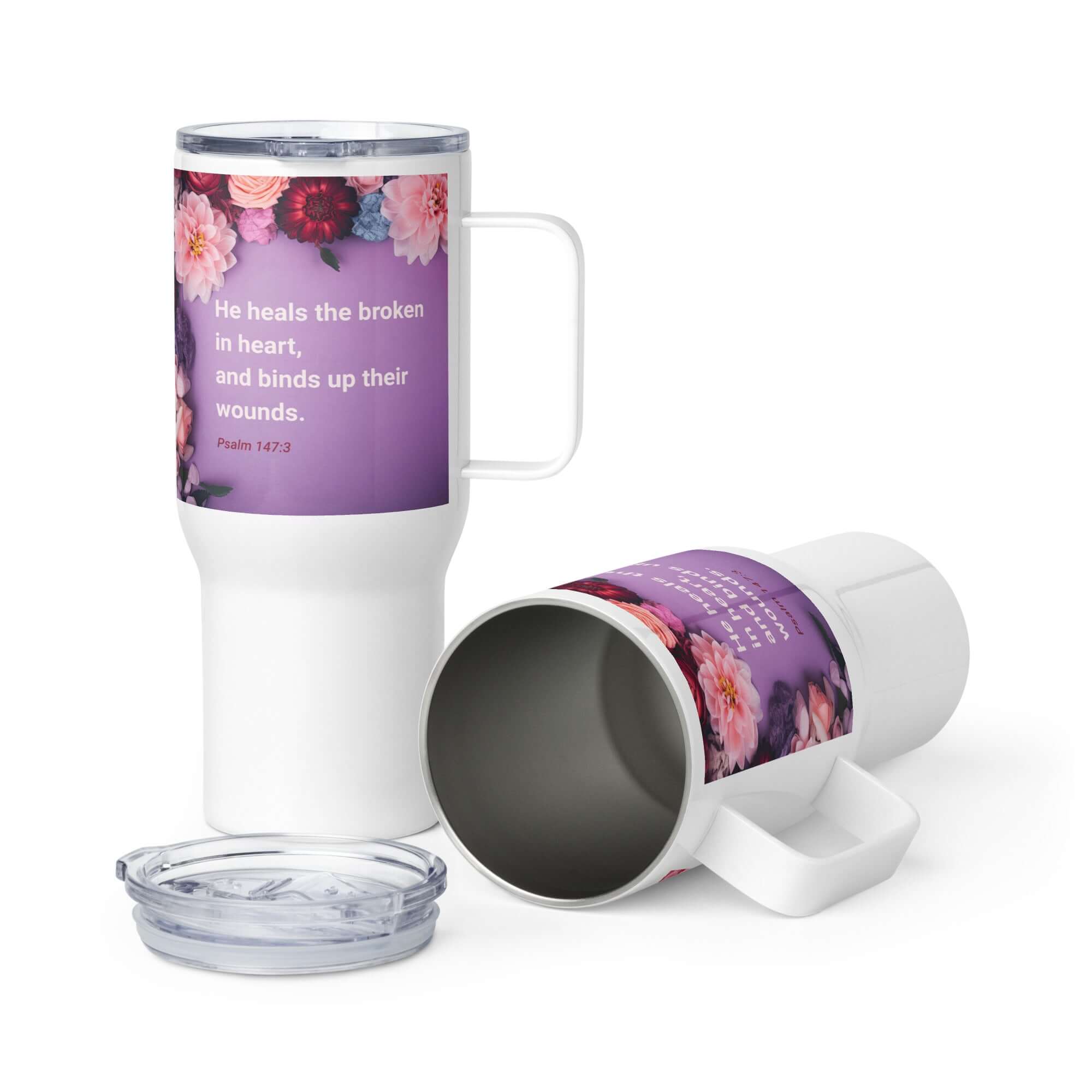 Psalm 147:3 Bible Verse, He heals the broken Travel Mug with a Handle Default Title
