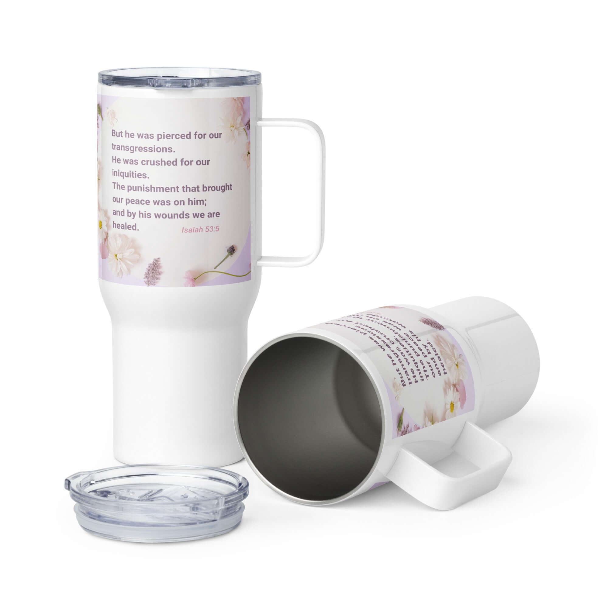 Isaiah 53:5 Bible Verse, by his wounds Travel Mug with a Handle Default Title