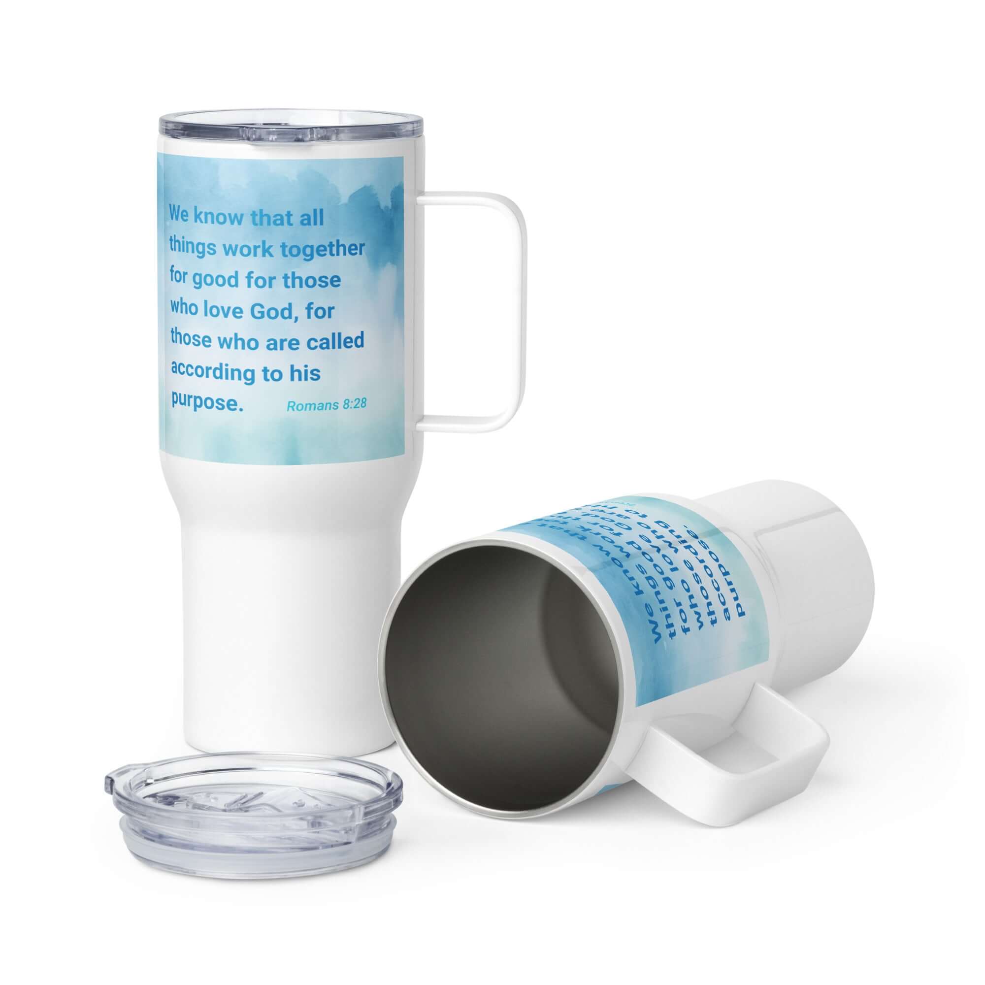 Romans 8:28 Bible Verse, together for good Travel Mug with a Handle Default Title