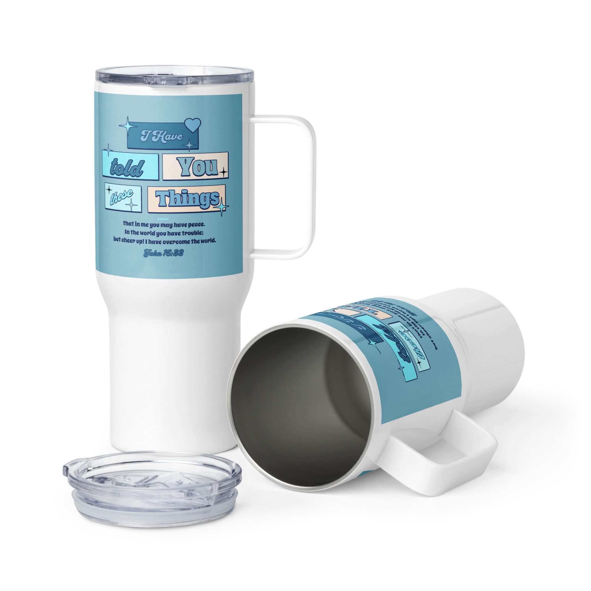 John 16:33 Bible Verse, in me you may have peace Travel Mug with a Handle Default Title