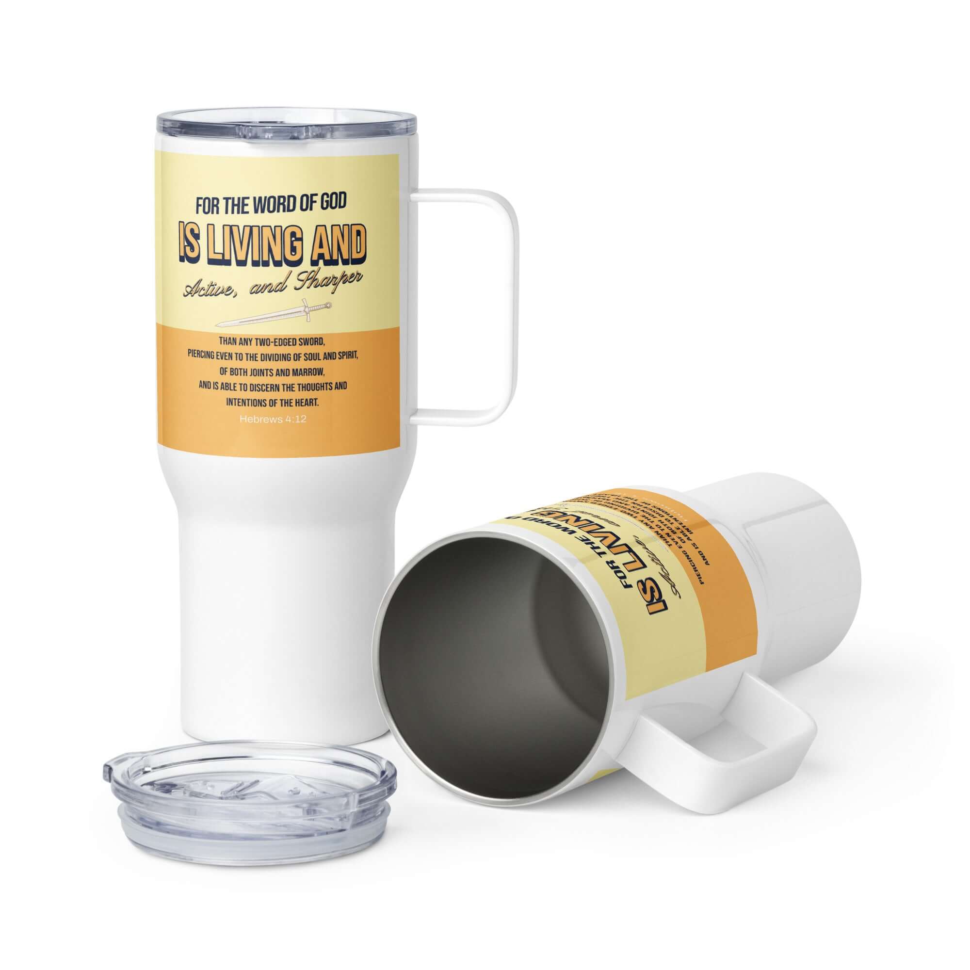 Hebrews 4:12 Bible Verse, living and active Travel Mug with a Handle Default Title
