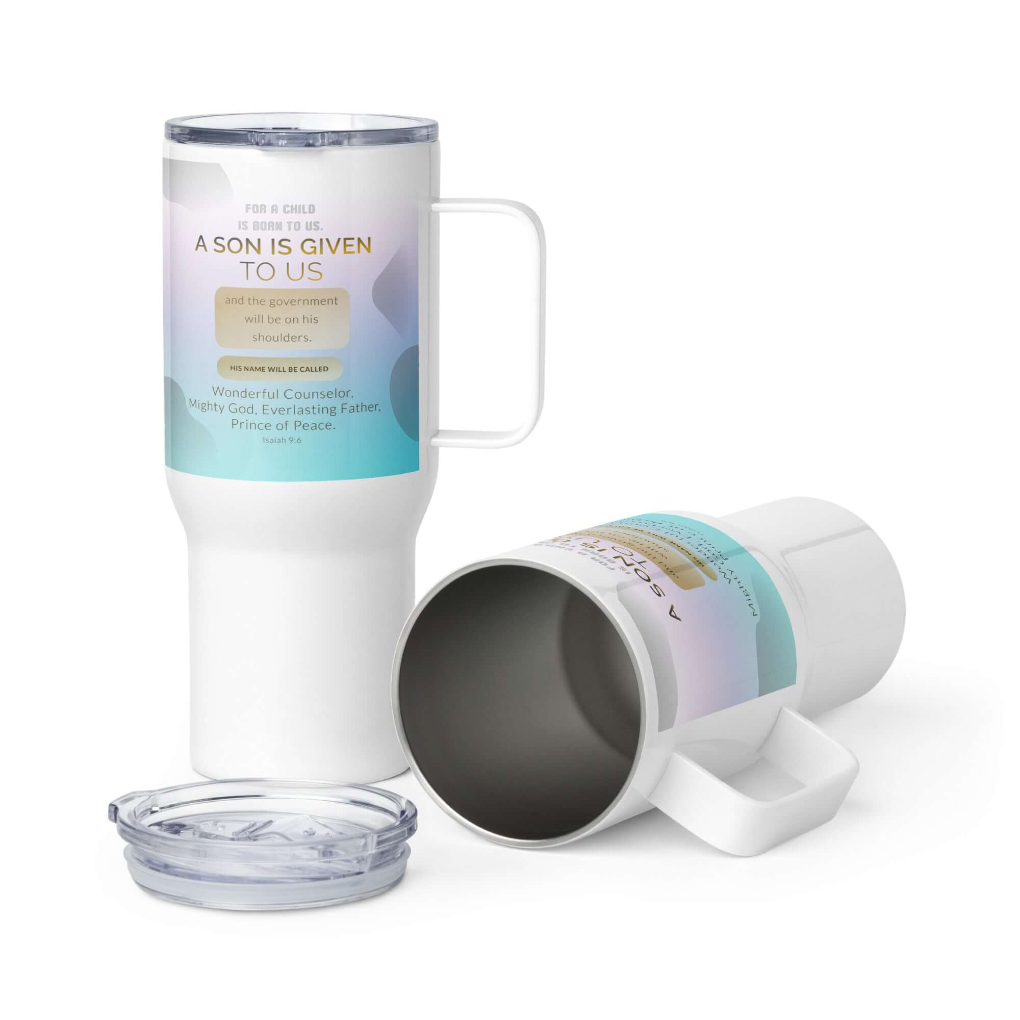 Isaiah 9:6 Bible Verse, Wonderful Counselor Travel Mug with a Handle Default Title